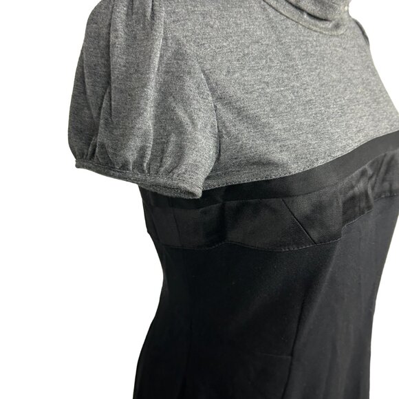 Theory Dress Womens 6 Wool Blend Grey Black Turtleneck Short Sleeve Shift Flaw* - Picture 7 of 15